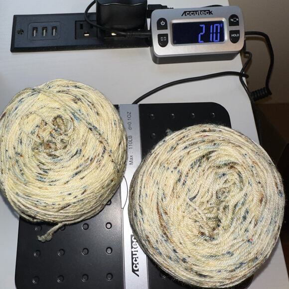 Fingering Weight Hand Dyed Yarn Cowl Kit 2 Skeins Yellow Cream Wool Silk Blend - Picture 7 of 8